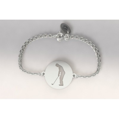 Bracelet créateur en argent pour femme - Golfeur à l'adresse